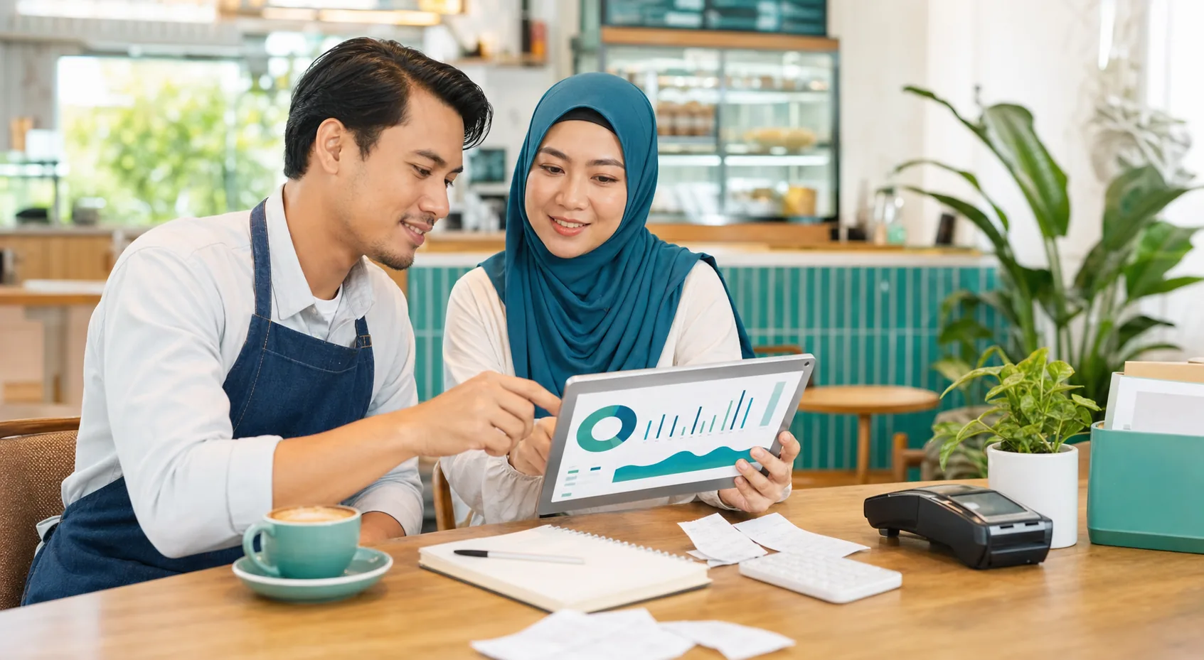 Small business owner and advisor reviewing accounting insights